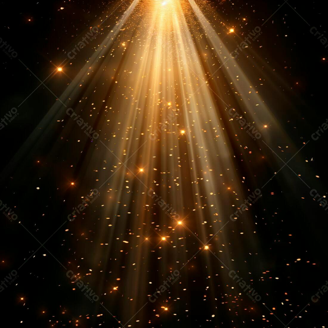 Luzes douradas e partículas brilhantes