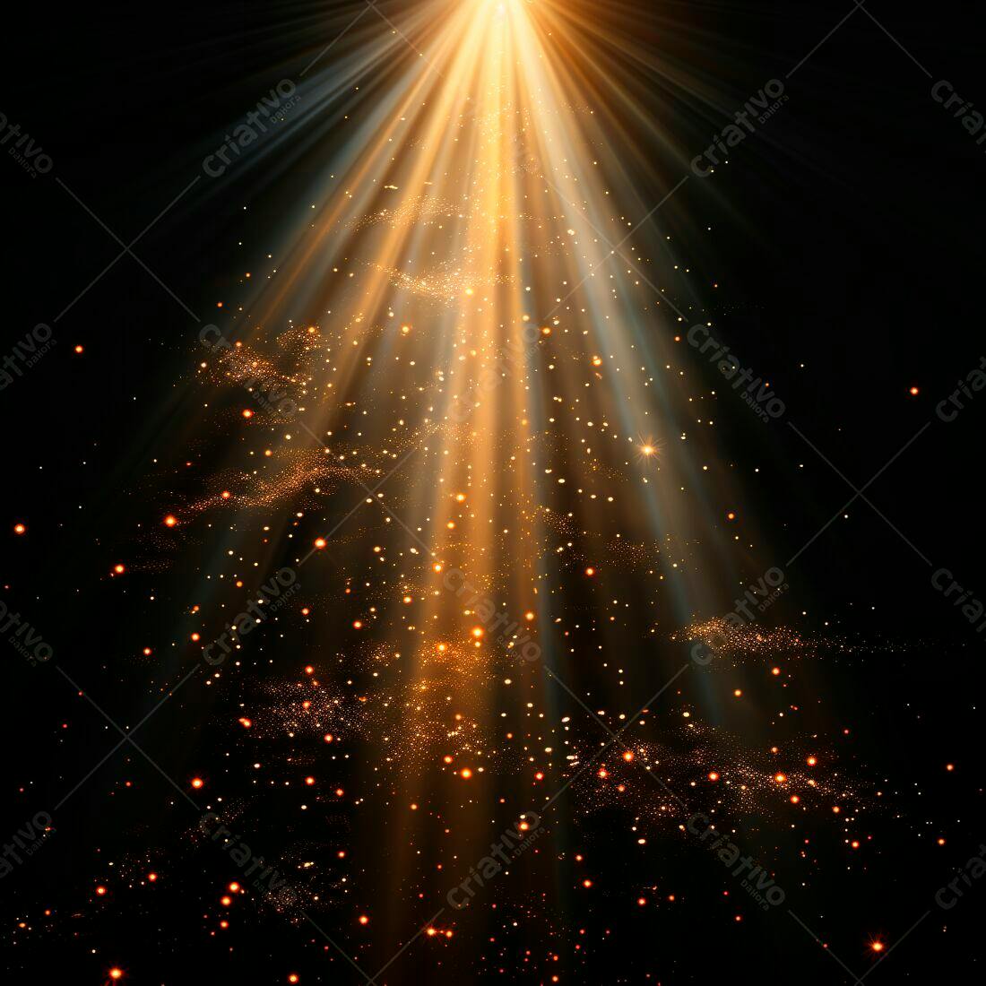 Luz dourada e partículas brilhantes