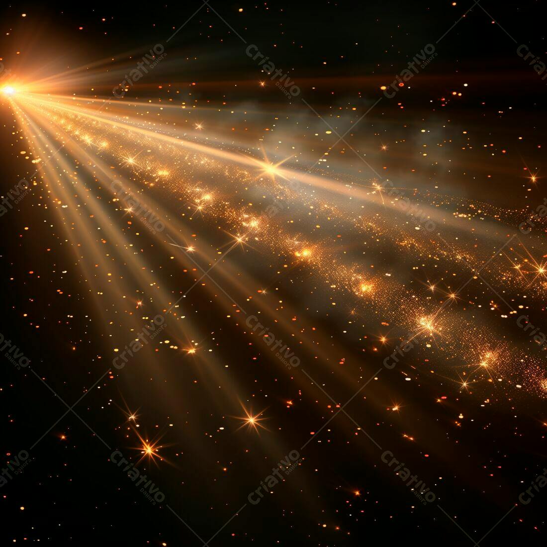 Raios de Luz Dourada e Estrelas