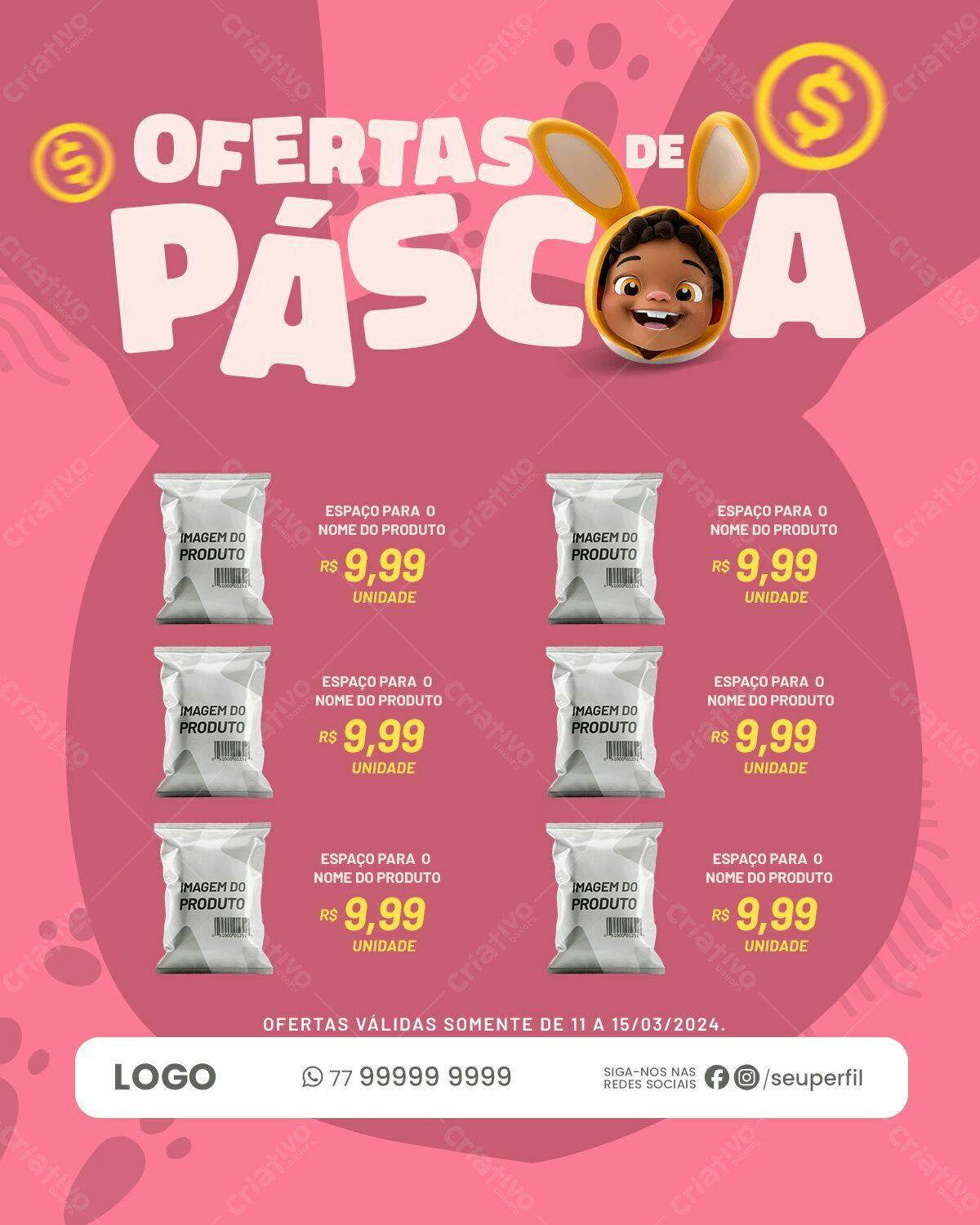 Flyer para Ofertas de Páscoa PSD Editável