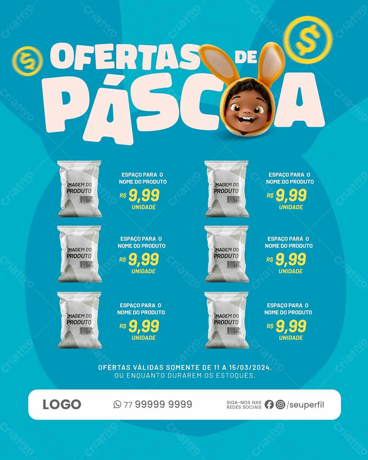 Flyer Ofertas de Páscoa PSD Editável