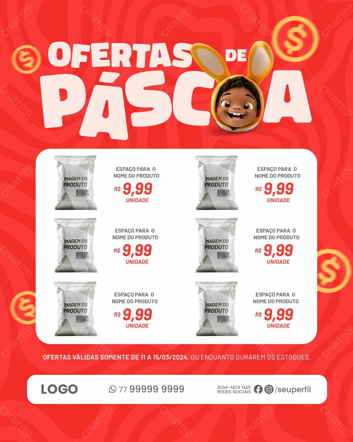Flyer de Ofertas de Páscoa PSD Editável