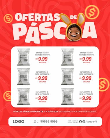 Feliz páscoa folheto de ofertas