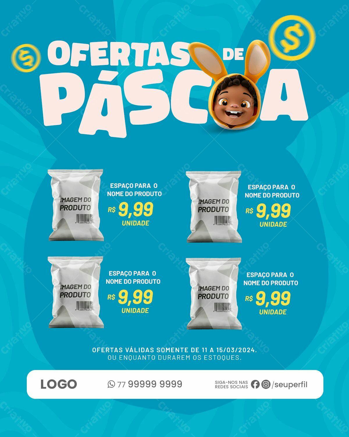 Flyer Ofertas de Páscoa PSD Editável