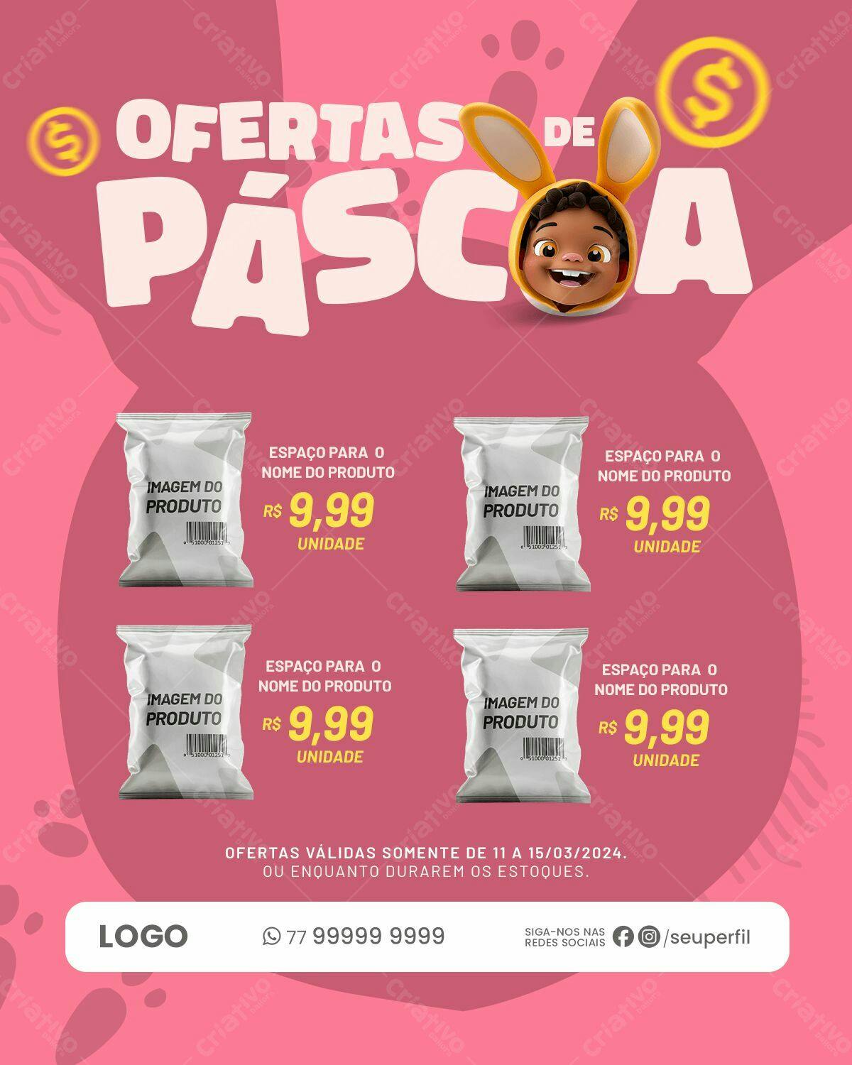 Flyer Páscoa Ofertas PSD Editável
