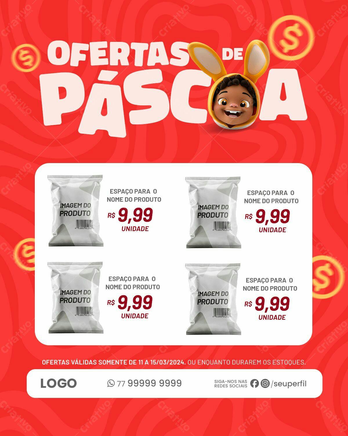 Flyer Páscoa Ofertas PSD Editável