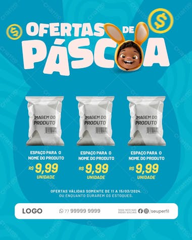 Feliz páscoa folheto de ofertas