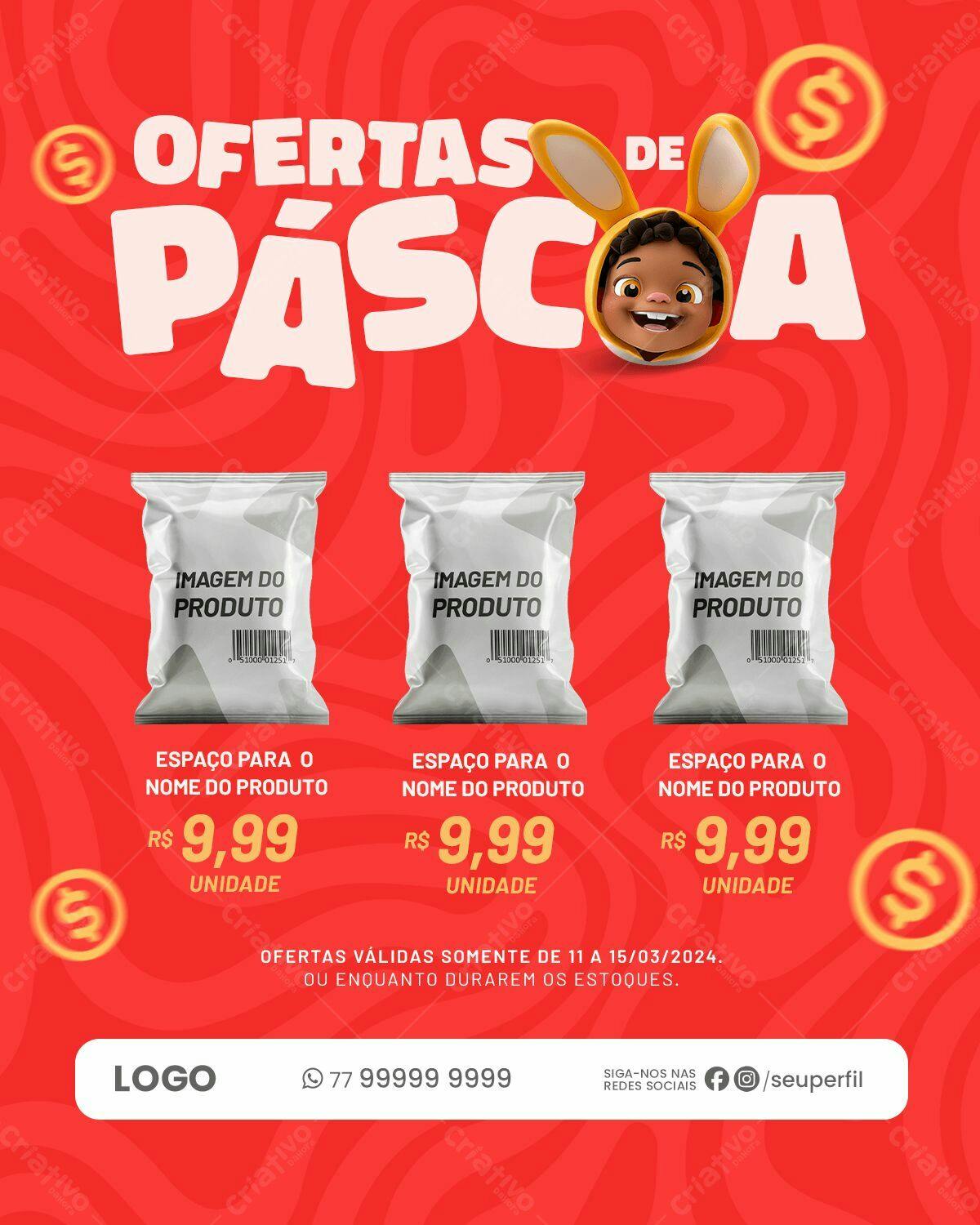 Flyer Ofertas de Páscoa PSD Editável