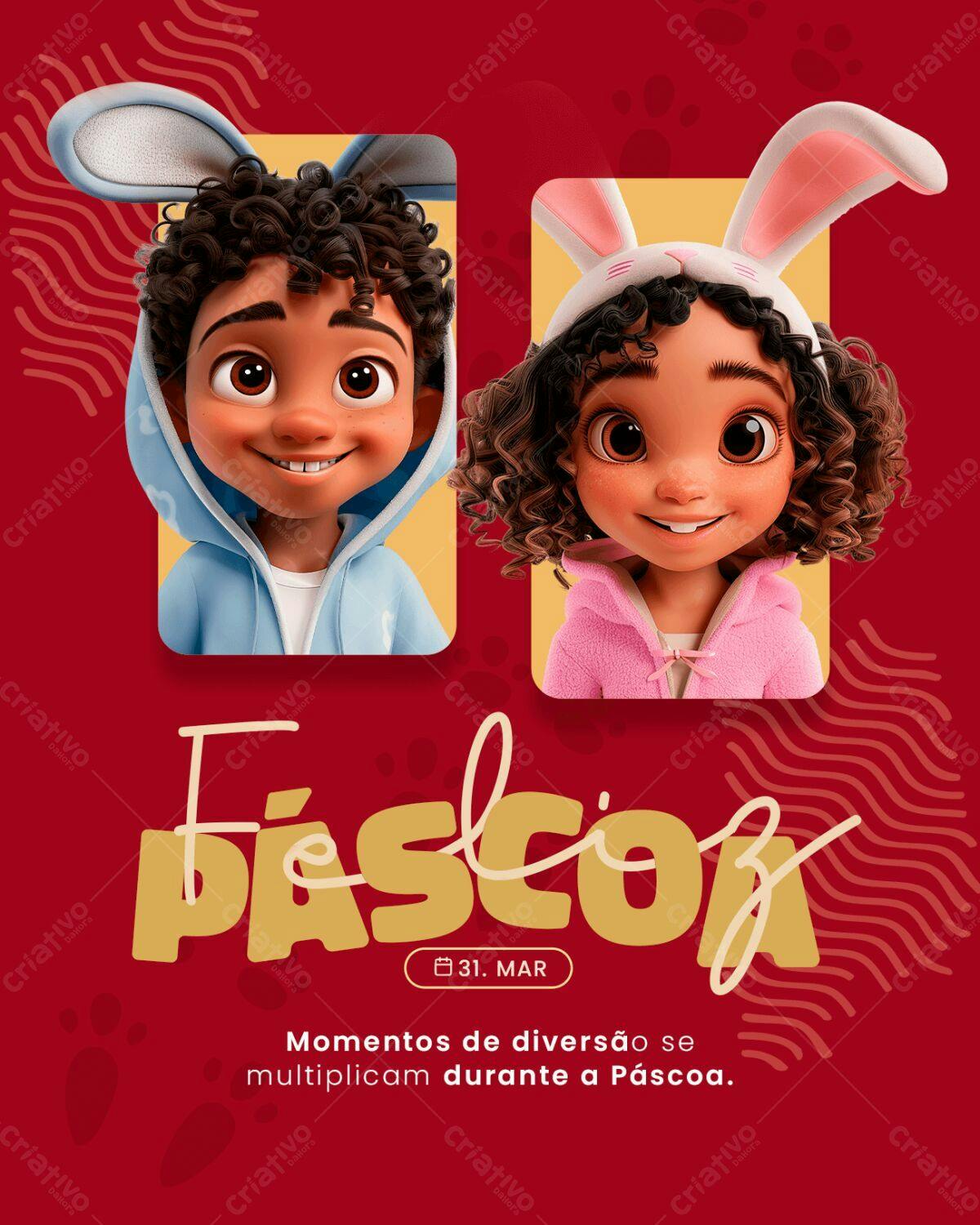 Flyer Páscoa com Crianças PSD Editável