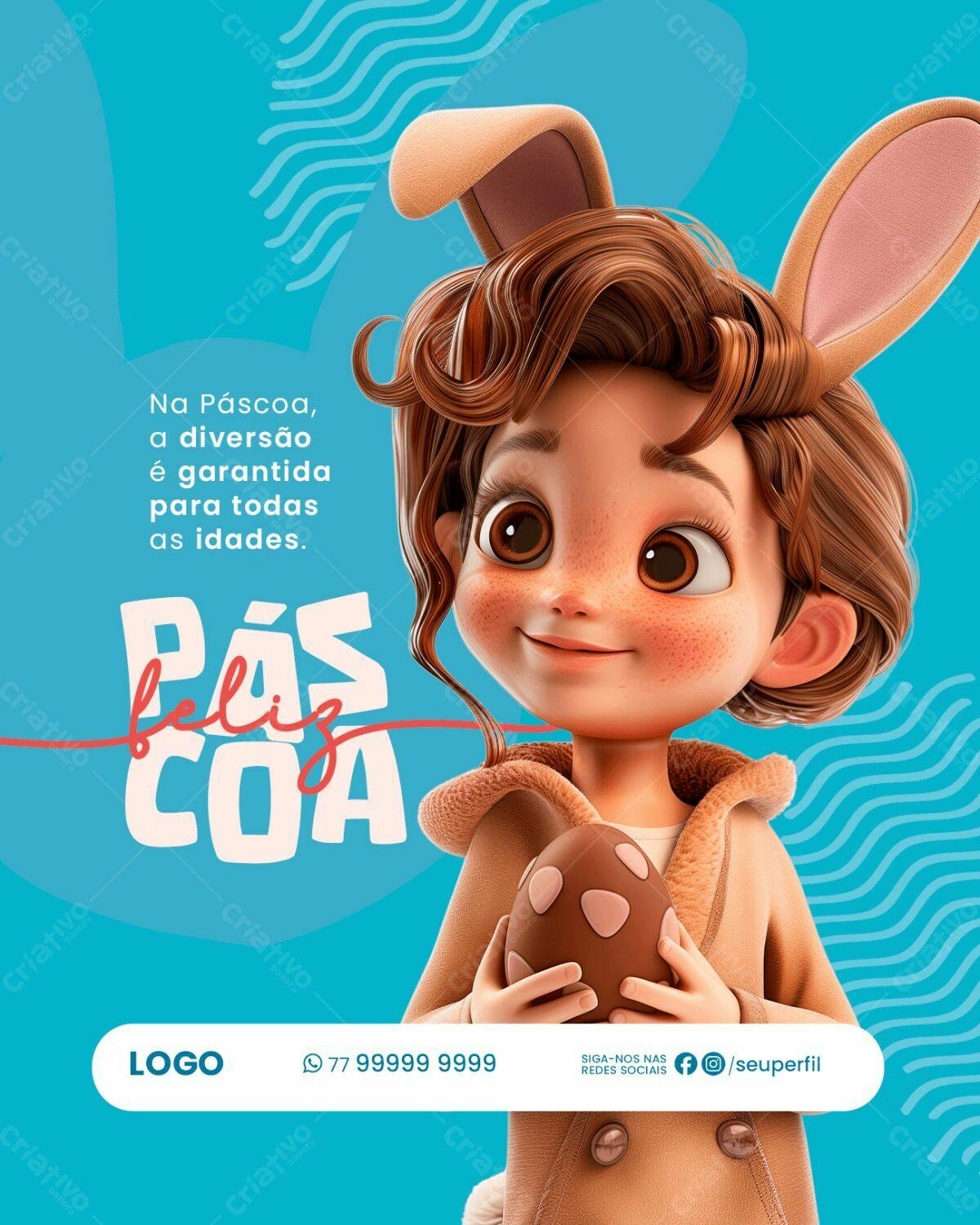 Flyer Páscoa Infantil PSD Editável