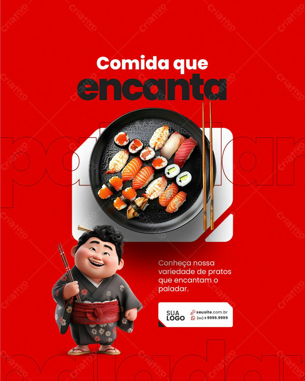 Flyer para Restaurante Japonês PSD Editável