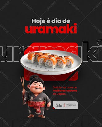 Social media sushi hoje é dia de uramaki