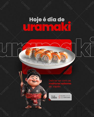 Social media sushi hoje é dia de uramaki