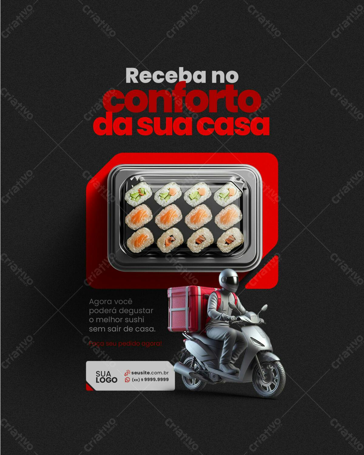 Flyer para Delivery de Sushi PSD Editável