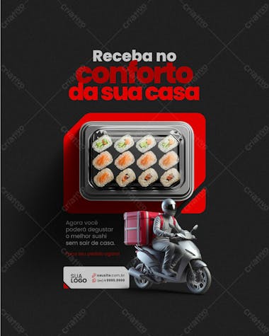 Social media sushi receba no conforto da sua casa