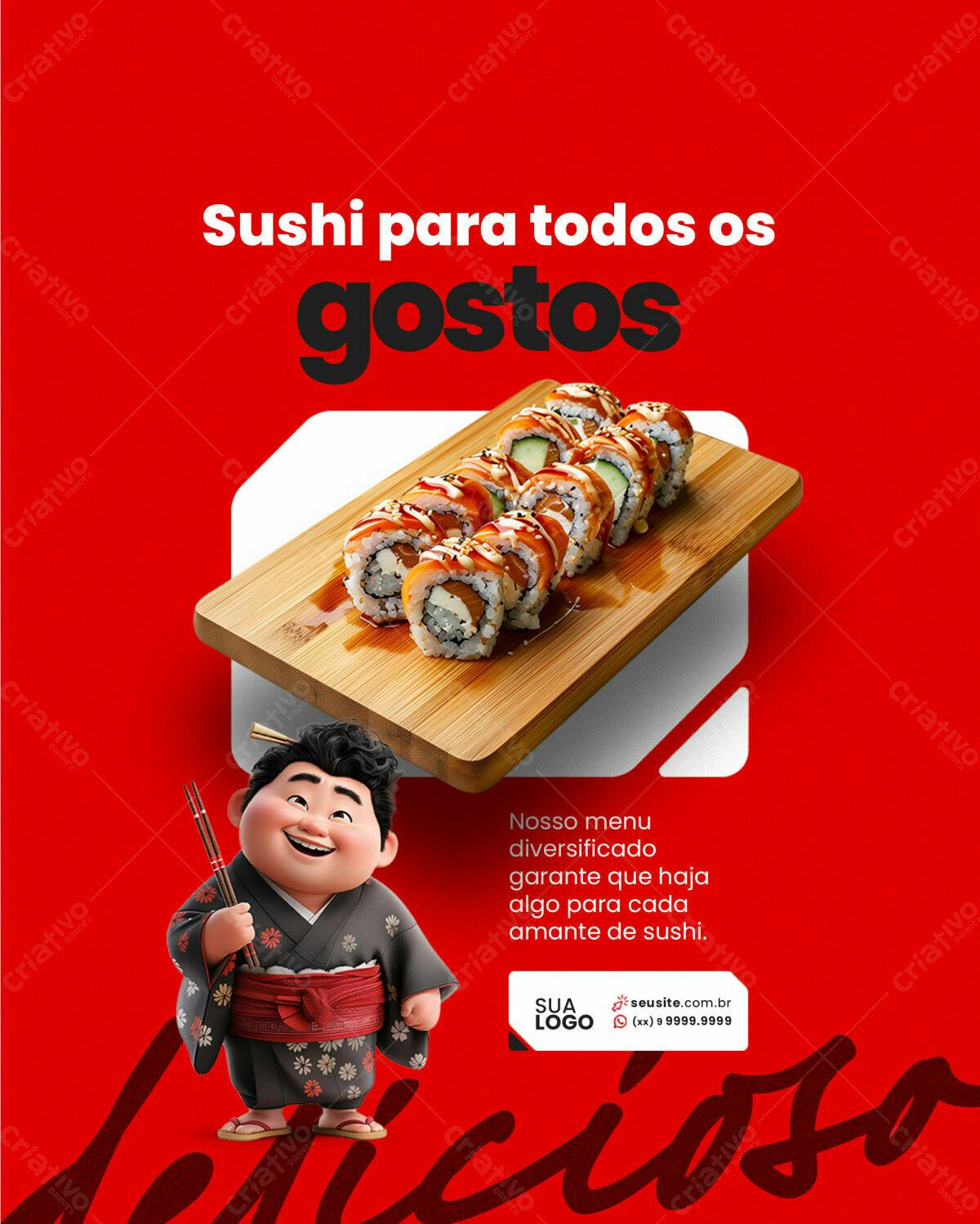 Flyer para Restaurante de Sushi PSD Editável