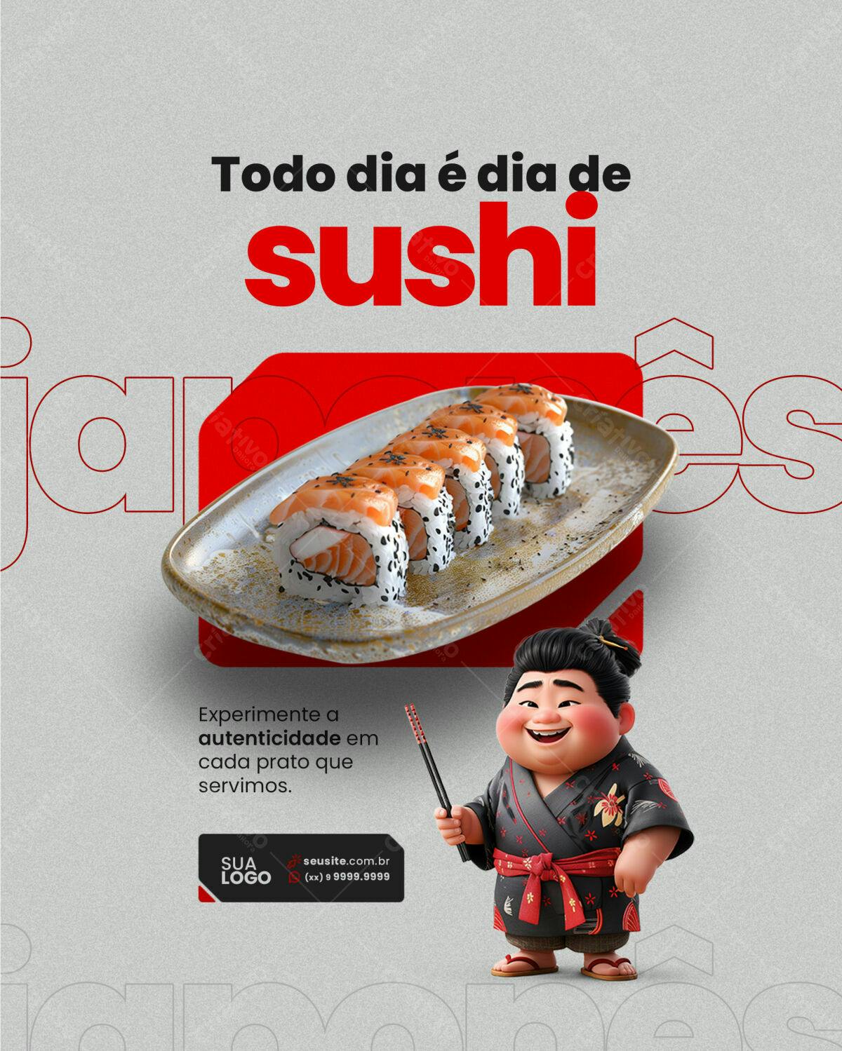 Postagem Instagram para Restaurante de Sushi PSD Editável