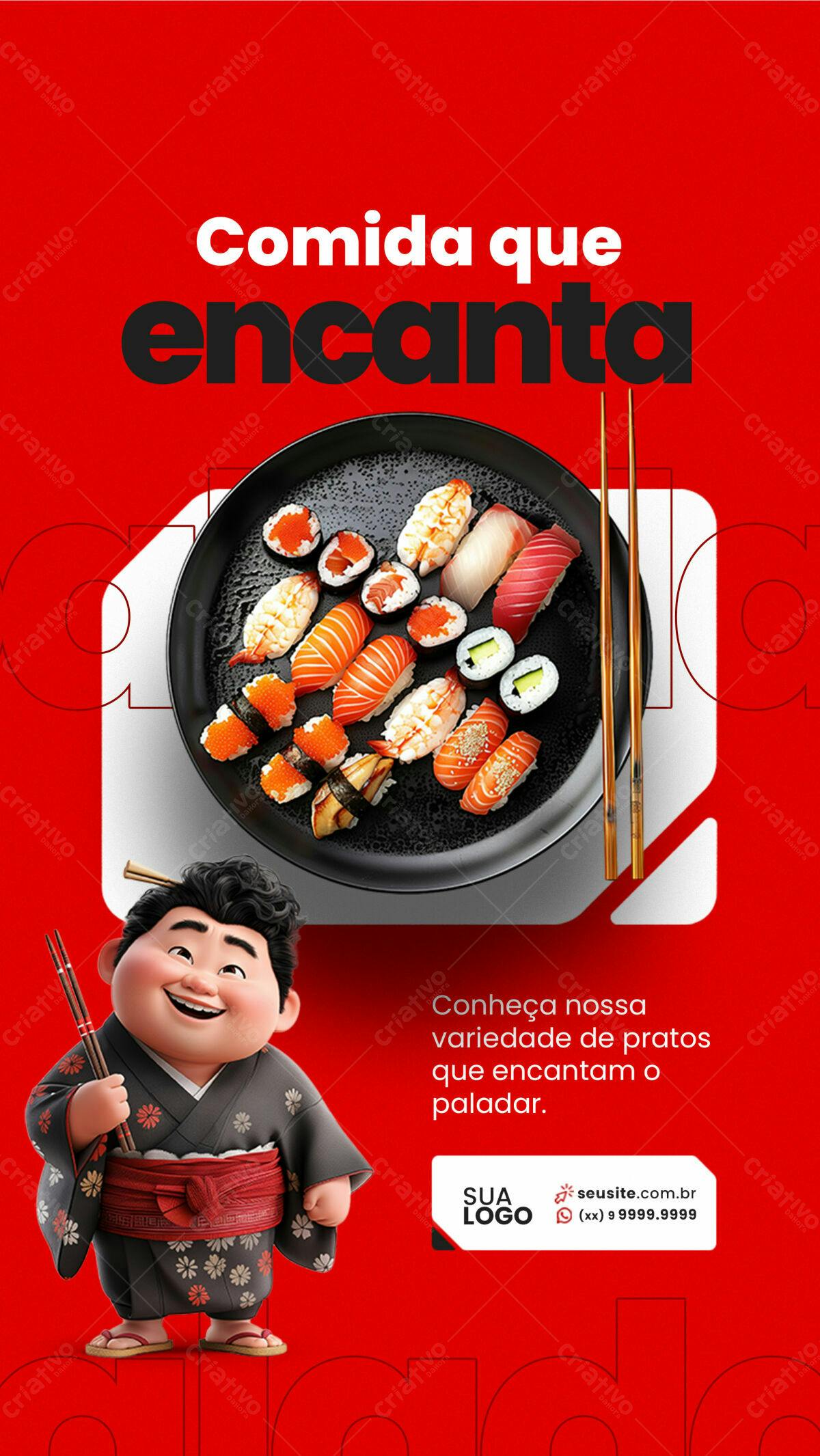Flyer para Restaurante Japonês PSD Editável