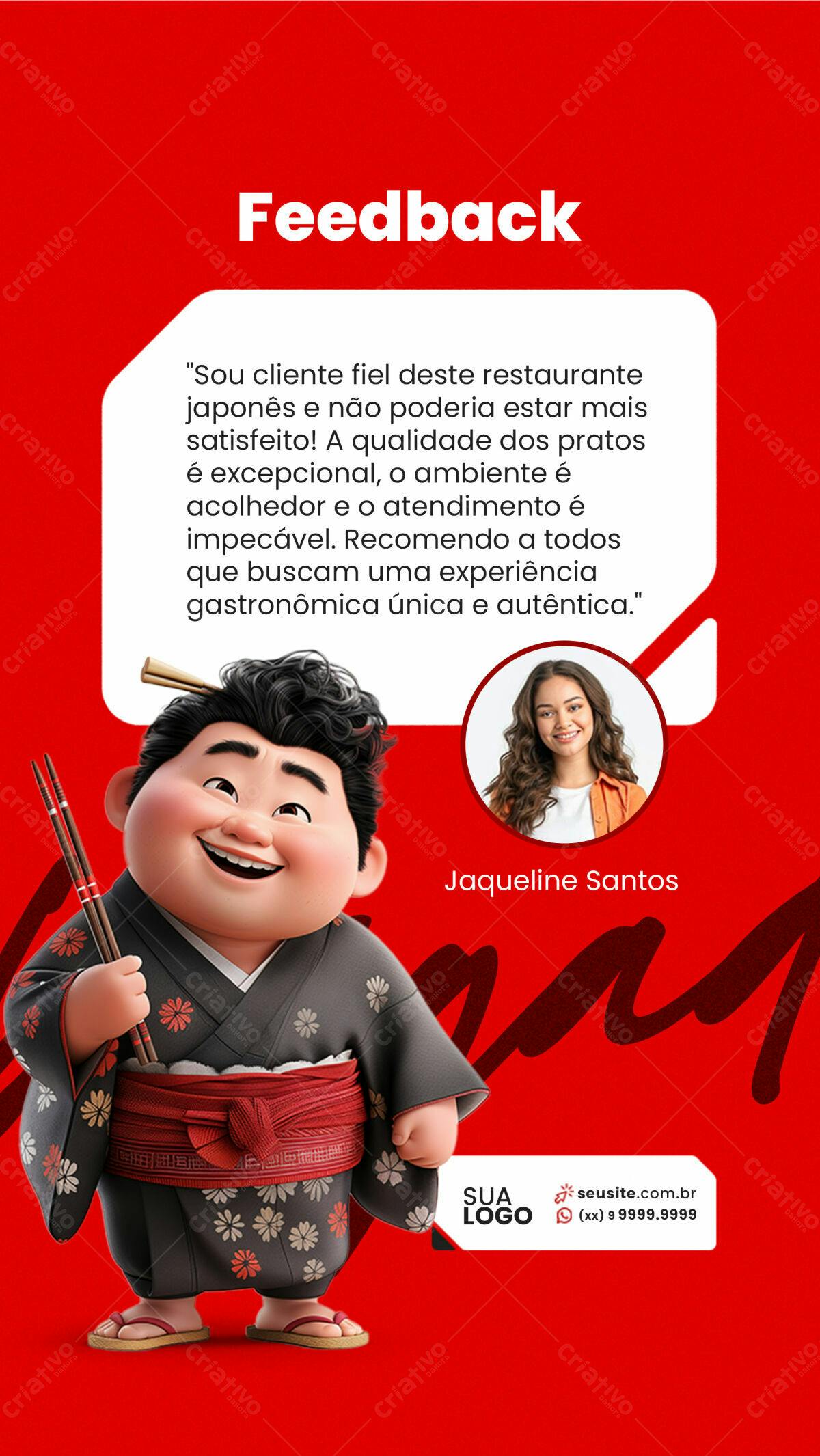 Feedback Restaurante Japonês PSD Editável