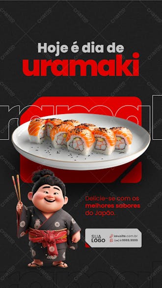 Story sushi hoje é dia de uramaki