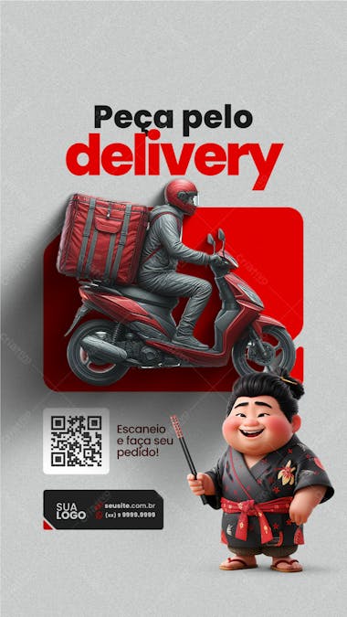 Story sushi peça pelo delivery