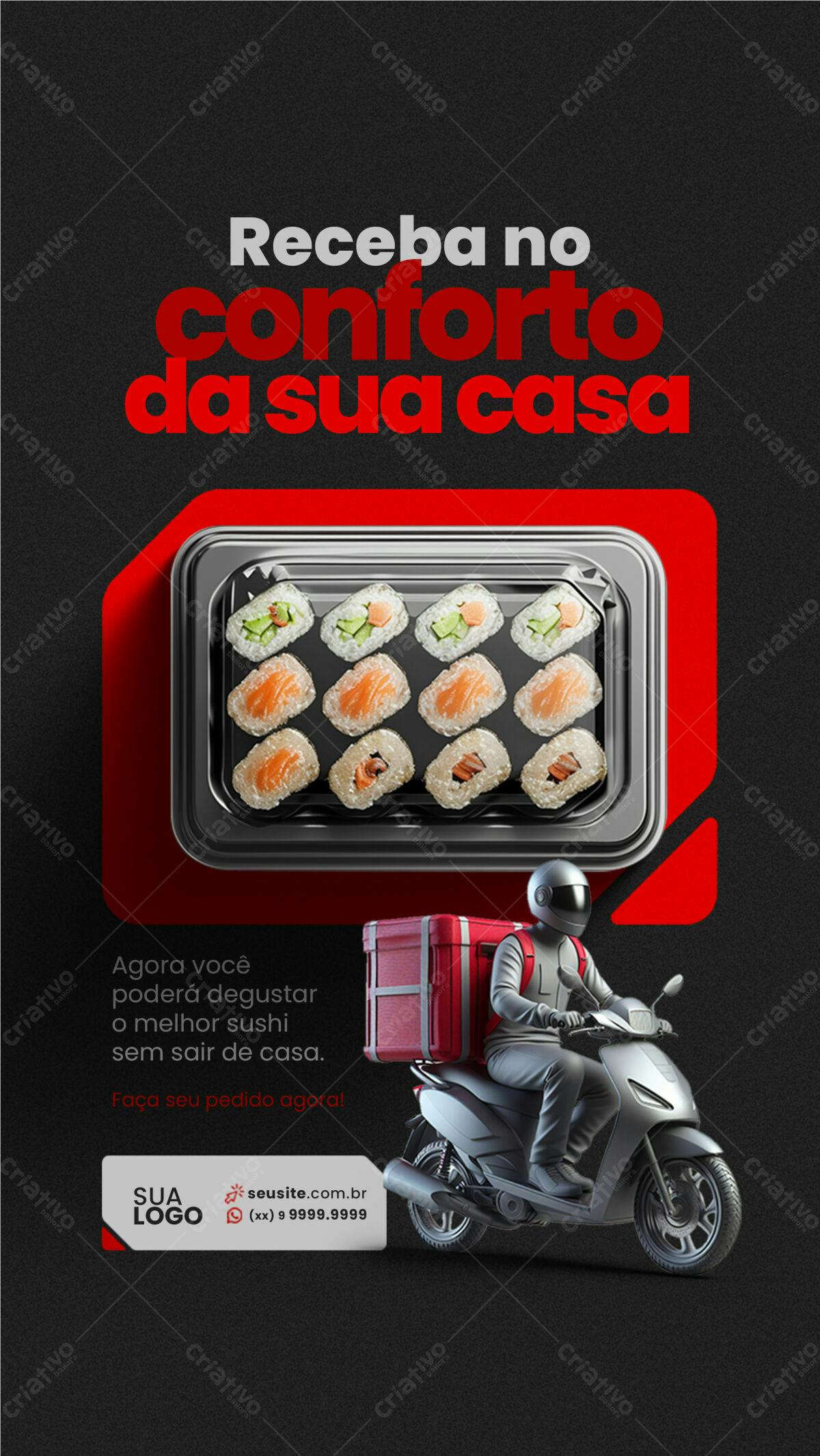 Flyer para Delivery de Sushi PSD Editável