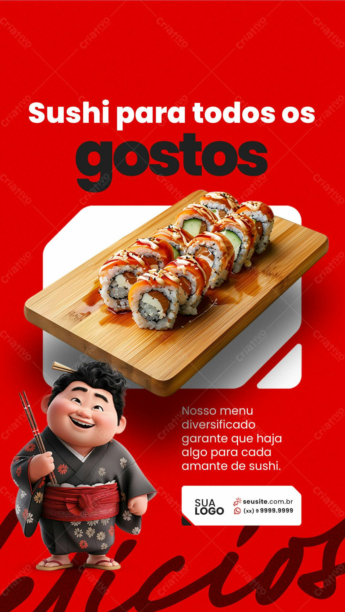 Flyer para Restaurante de Sushi PSD Editável