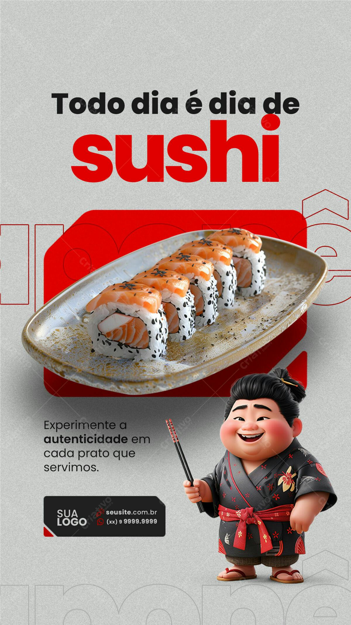 Flyer para Restaurante de Sushi PSD Editável