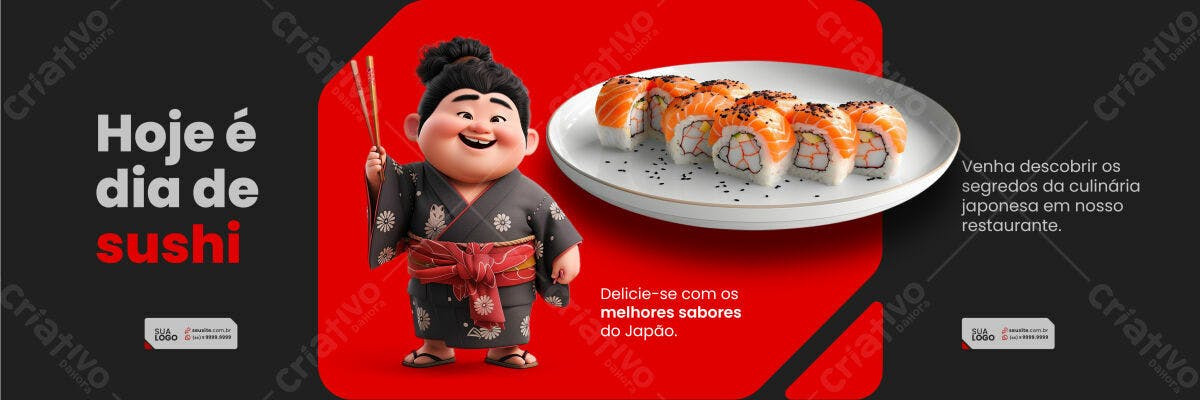 Banner Dia do Sushi PSD Editável
