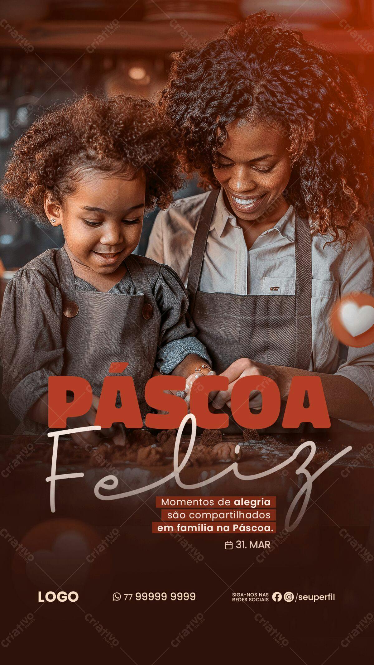 Flyer Páscoa Família PSD Editável
