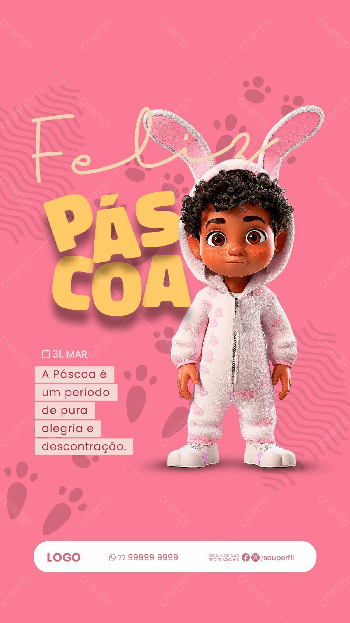 Flyer Páscoa Infantil PSD Editável
