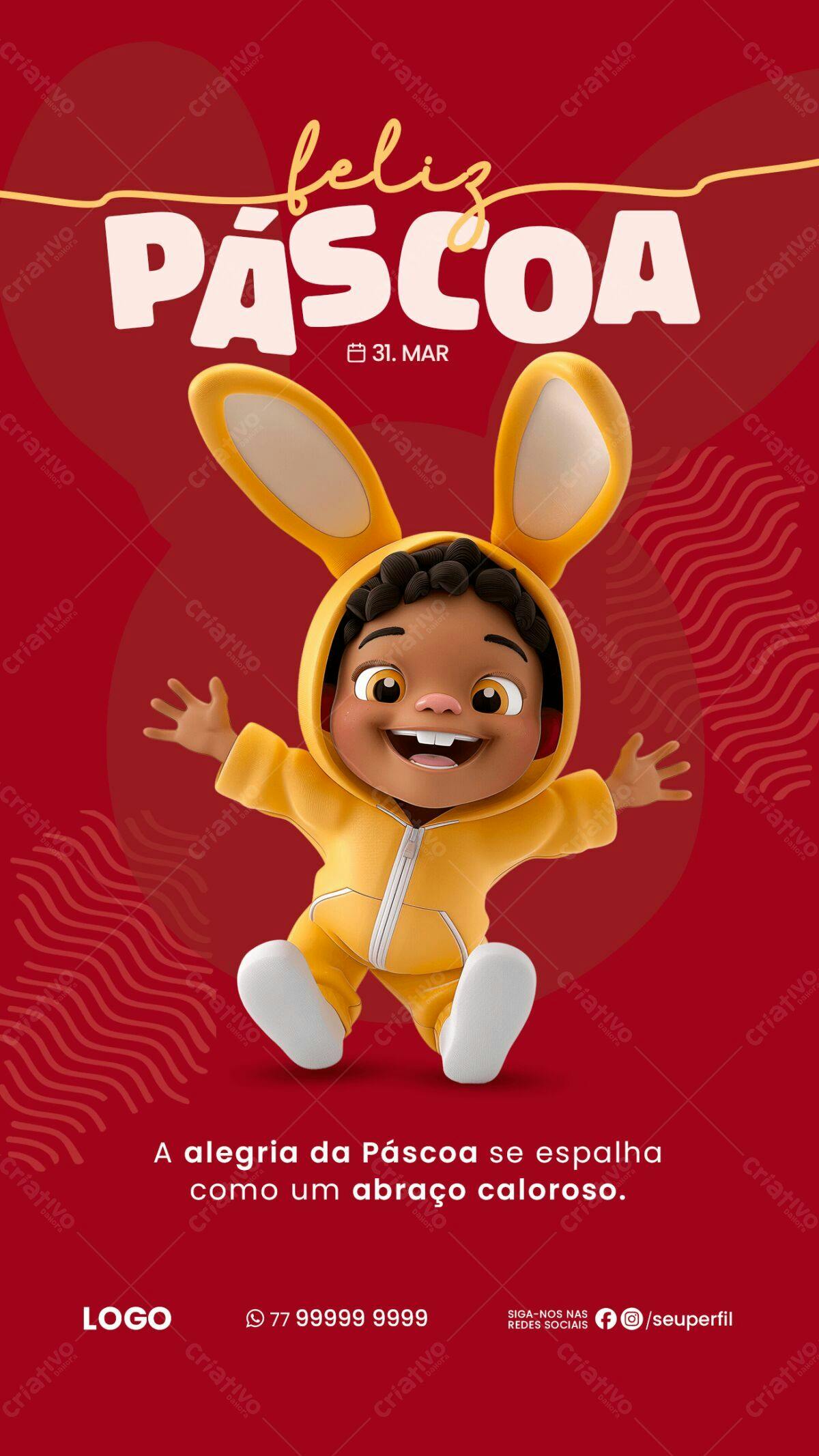 Flyer Páscoa Infantil PSD Editável