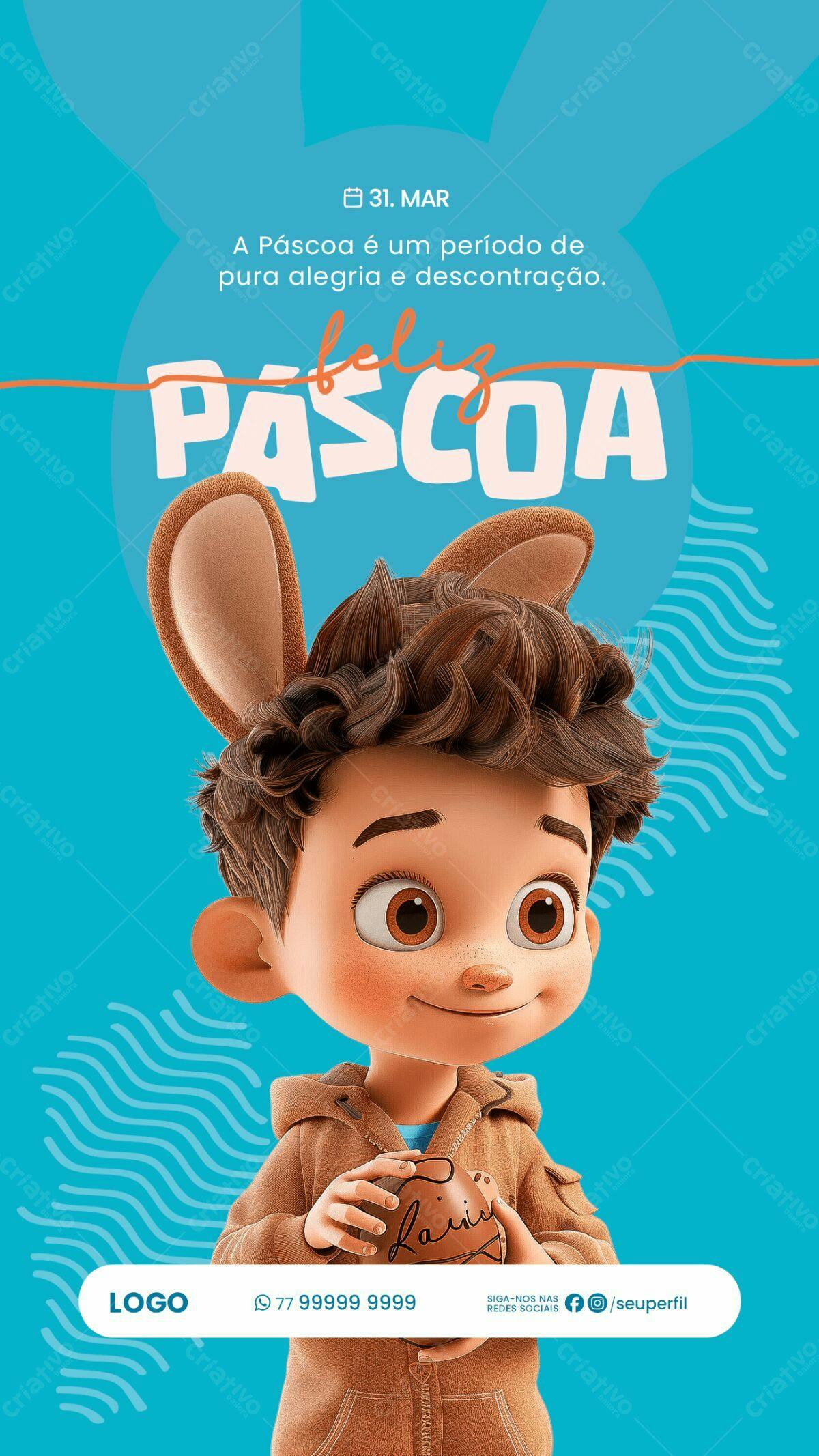 Flyer Páscoa Infantil PSD Editável