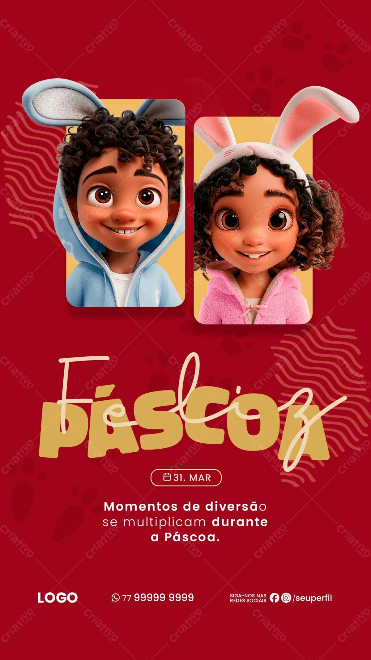 Flyer Páscoa Infantil PSD Editável
