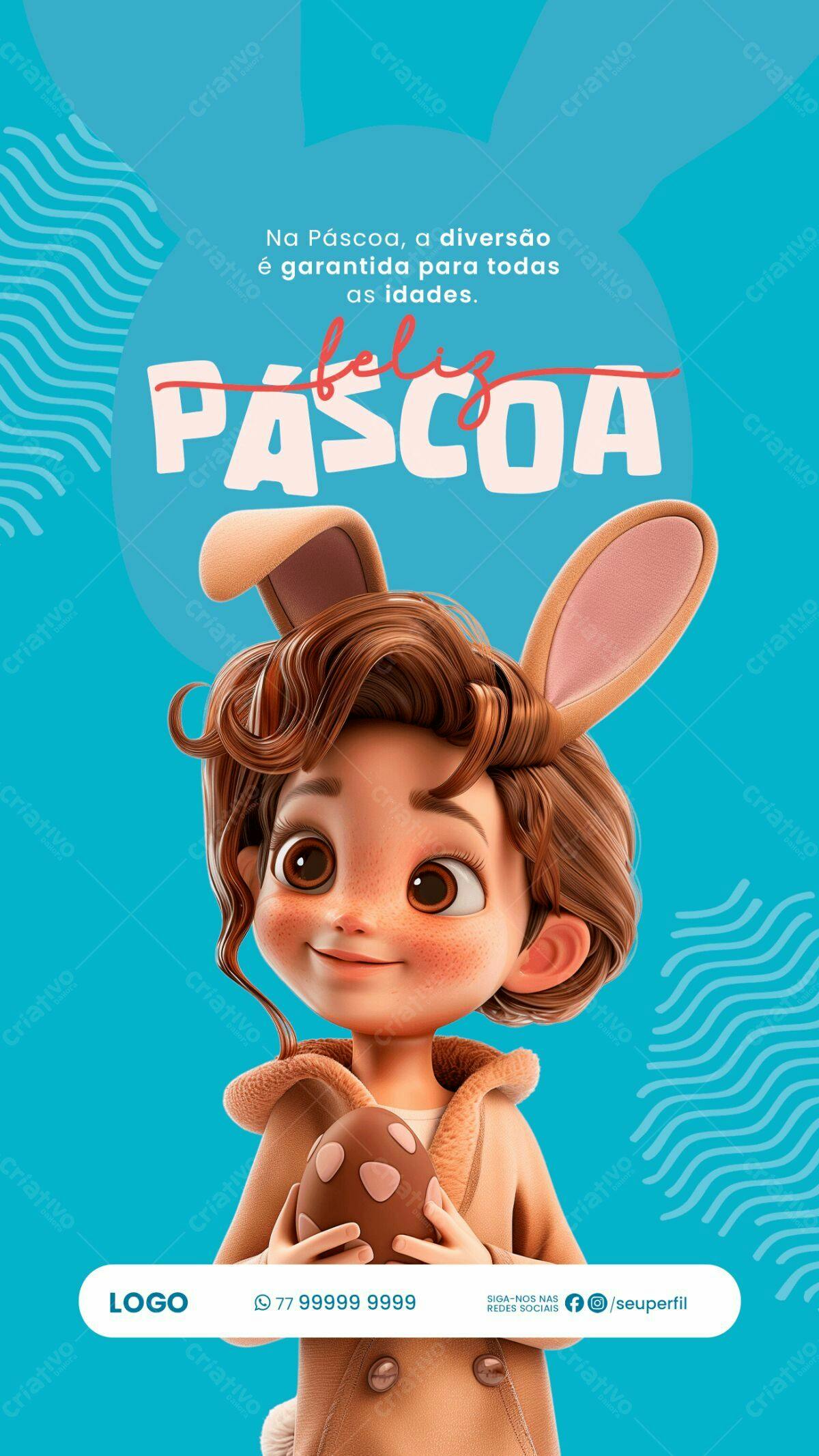 Flyer Páscoa Infantil PSD Editável