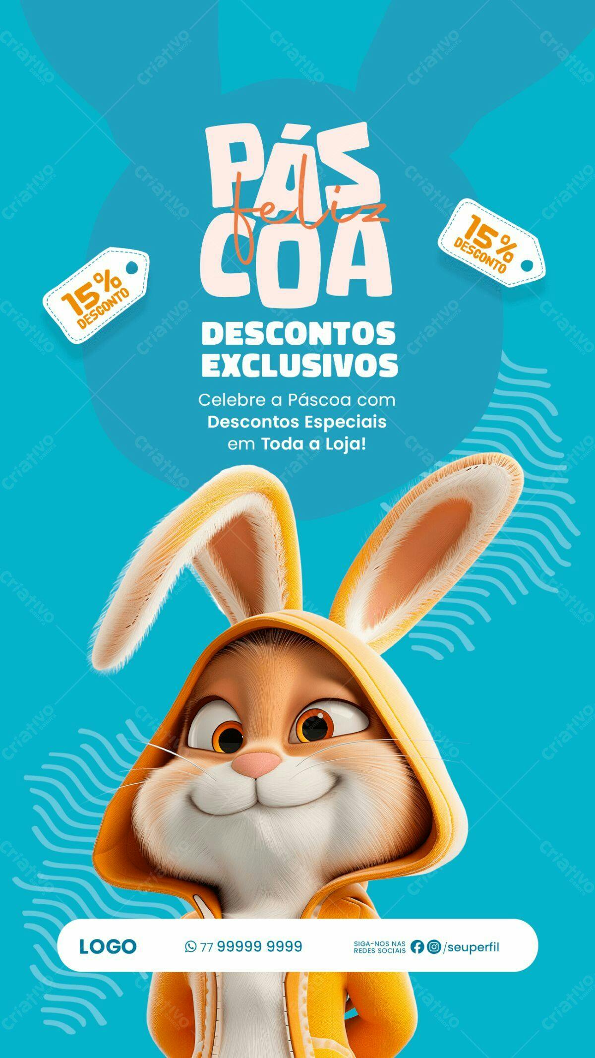 Flyer Páscoa com Coelhinho PSD Editável
