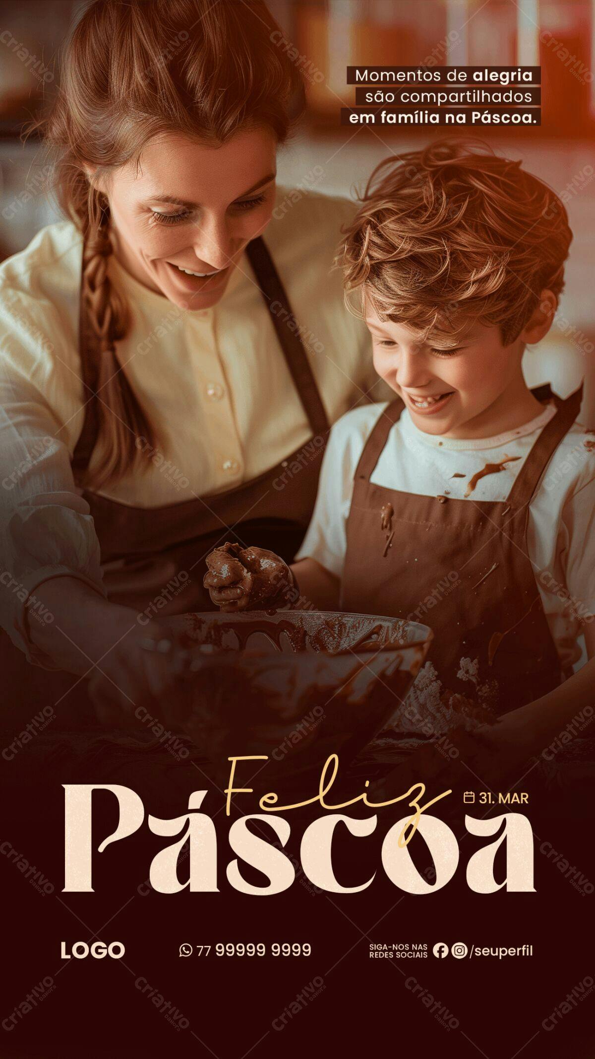 Flyer Páscoa Família PSD Editável