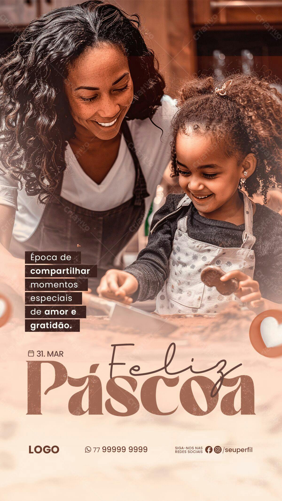 Flyer Páscoa Família PSD Editável