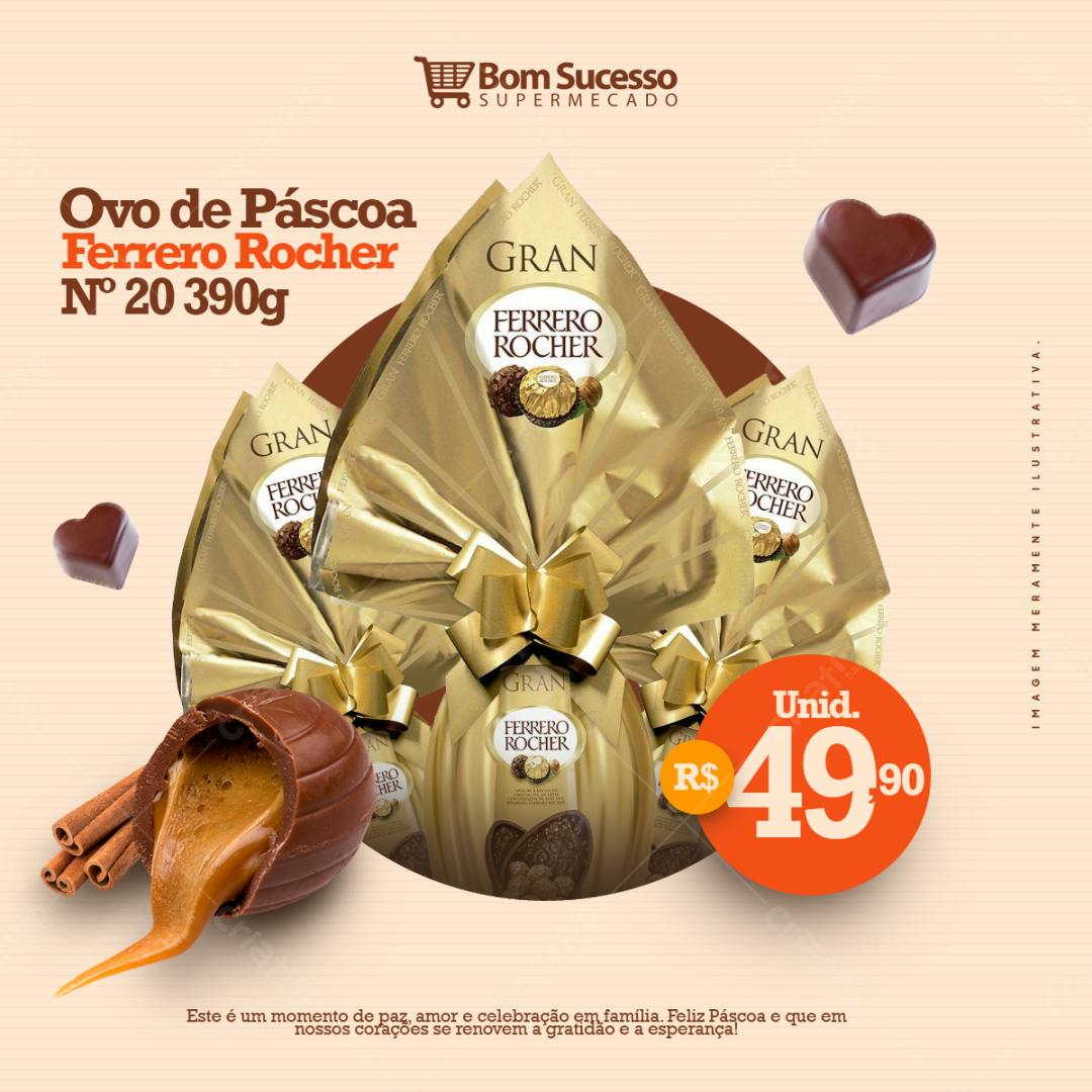 Flyer Páscoa Ferrero Rocher PSD Editável