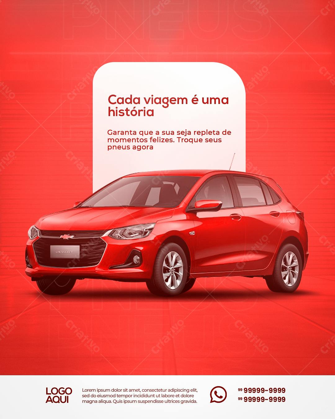 Post para Redes Sociais Carro Vermelho PSD Editável