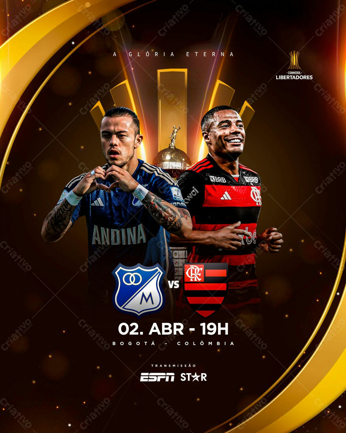 Flyer Libertadores PSD Editável - Jogo Millonarios x Flamengo