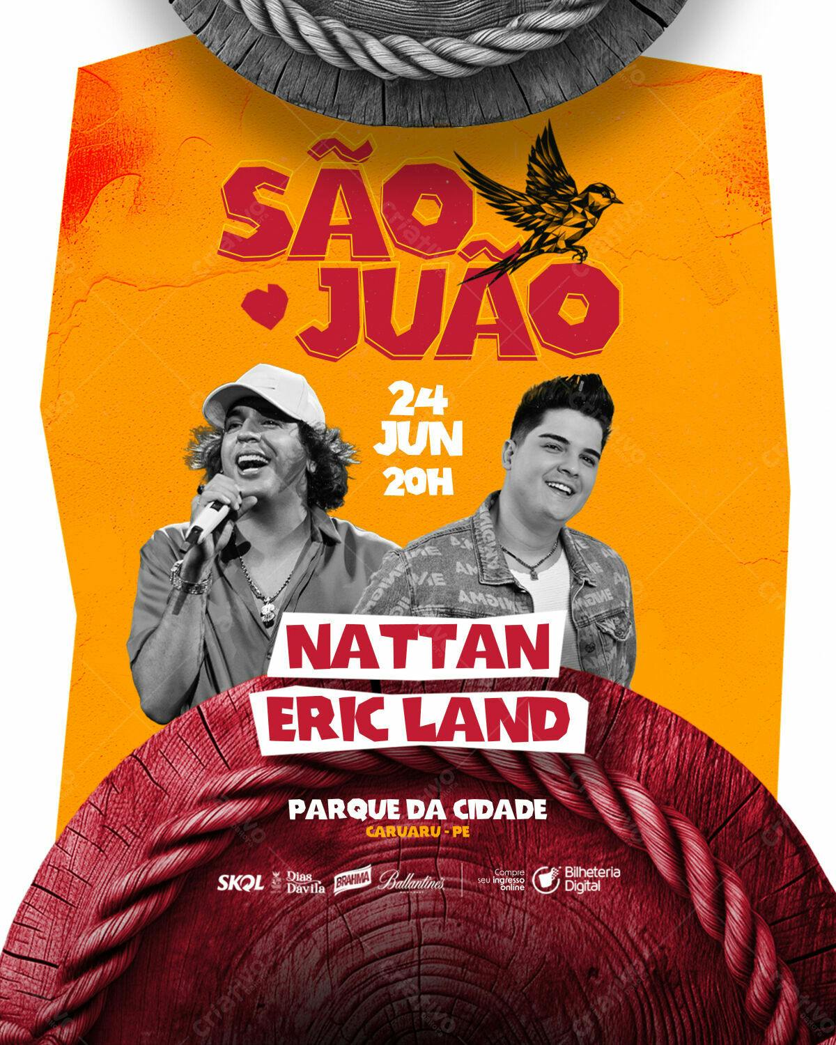 Flyer Festa de São João com Nattan e Eric Land PSD Editável