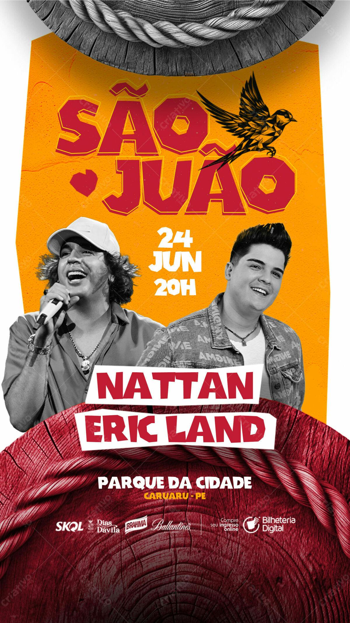 Flyer Festa de São João com Nattan e Eric Land PSD Editável