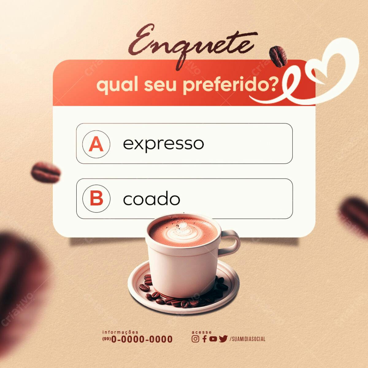 Stories Enquete Café PSD Editável