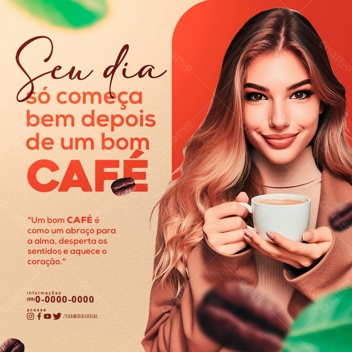 Post para Redes Sociais sobre Café PSD Editável