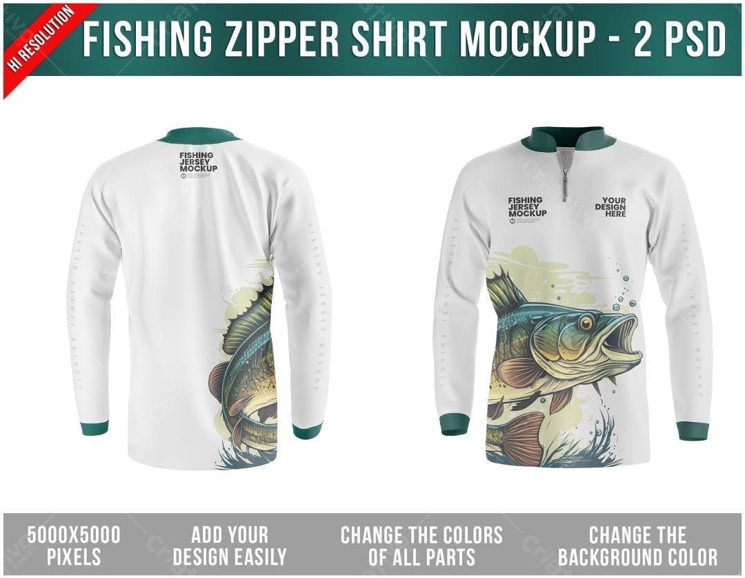 Mockup Camiseta Pesca: Design Realista com Peixe