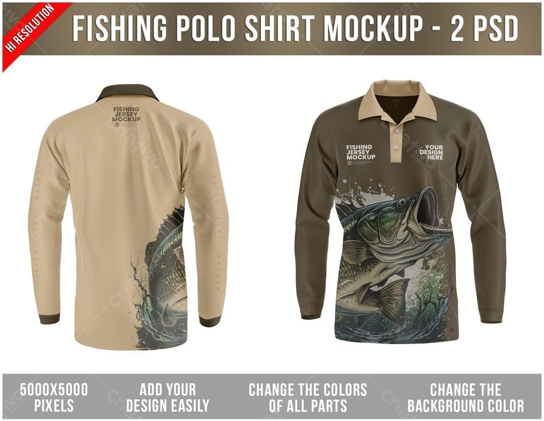 Camiseta Pesca PSD Editável