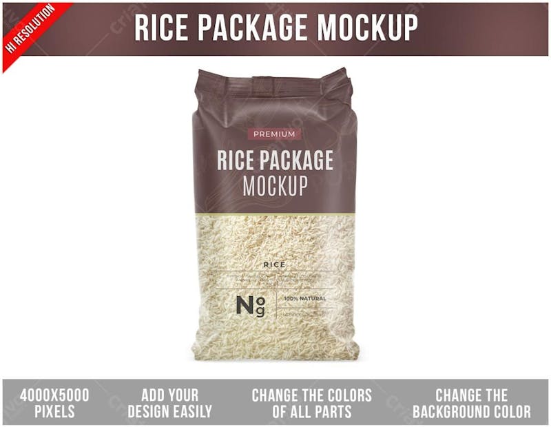 Pacote de arroz mockup