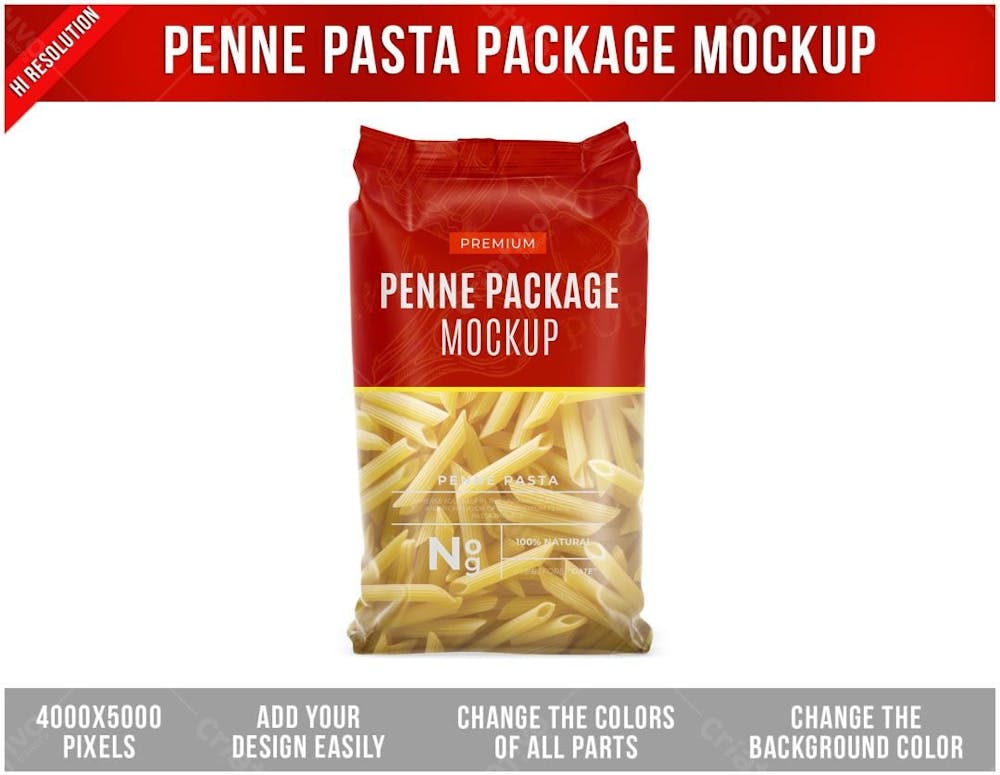 Embalagem De Macarrão Tipo Penne Mockup