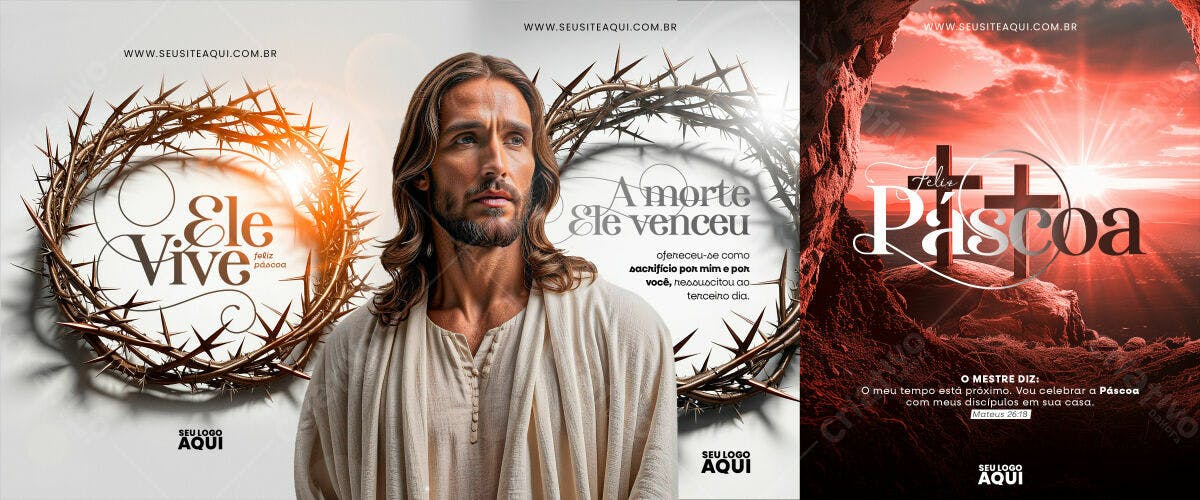 Kit Páscoa PSD Editável para Igrejas